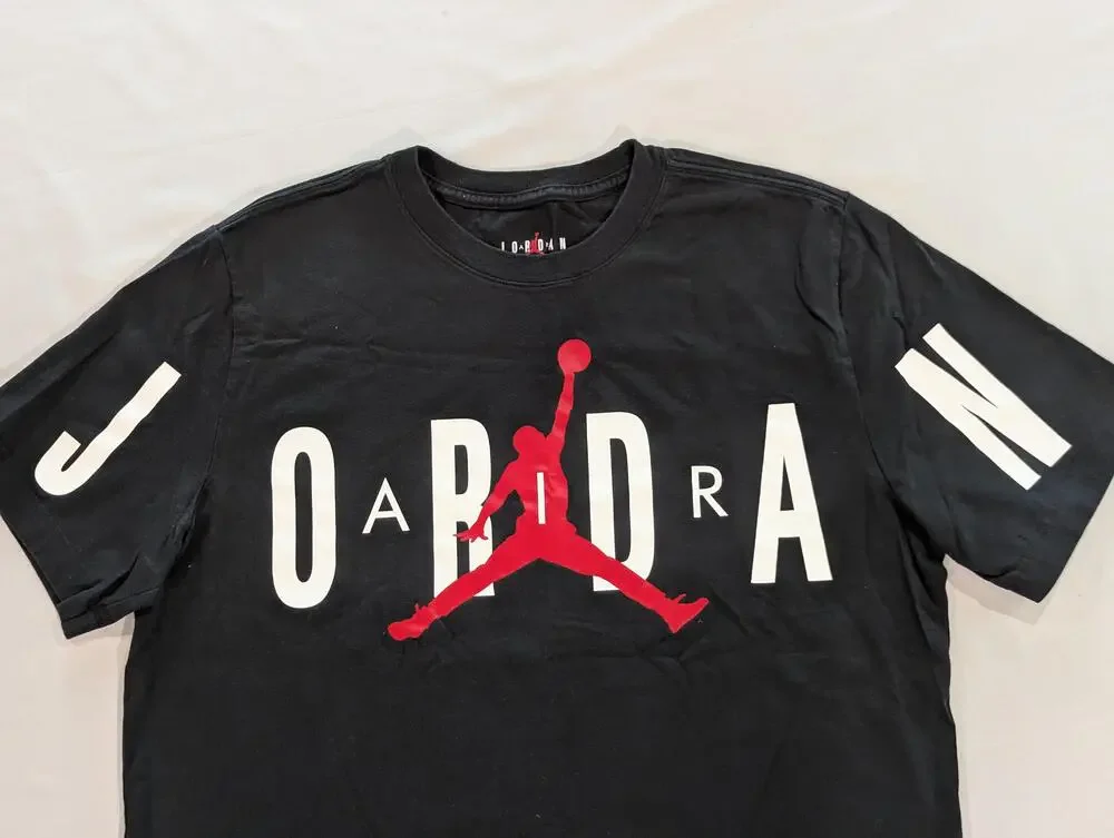 Jordan Shirt Mens L Black Jumpman Jordan Logo Graphic Basketball Tee Front